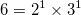 6 = 2^1\times{}3^1