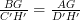 \frac{BG}{C'H'} = \frac{AG}{D'H'}
