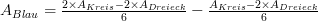 A_{Blau}=\frac{2\times A_{Kreis}-2\times A_{Dreieck}}{6}-\frac{A_{Kreis}-2\times A_{Dreieck}}{6}